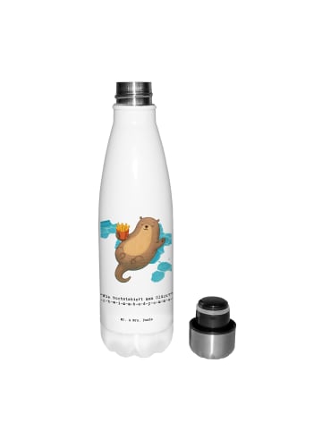 Mr. & Mrs. Panda Trinkflasche Otter Schwimmbad Pommes mit Spruch in Weiß