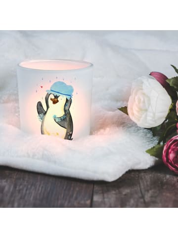 Mr. & Mrs. Panda Teelichtständer Pinguin Duschen ohne Spruch in Transparent
