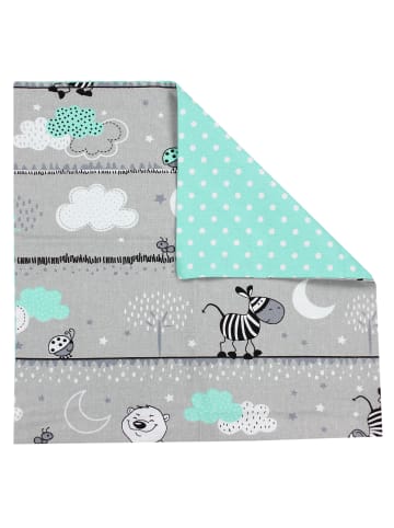 TupTam Kinder Kissenbezug Dekorativ Gemustert in grau/türkis