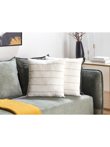 Beliani 2er-Set Dekokissen MILAS in Weiß/Beige
