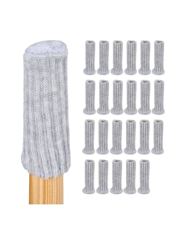 relaxdays 24 x Stuhlbeinsocken in Grau - (H)8,5 x Ø 2,5 cm