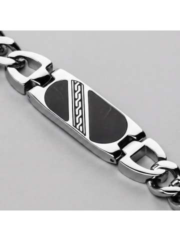 Holzkern Herren Edelstahl-Armband Outlands Schiefer-Silberfarben