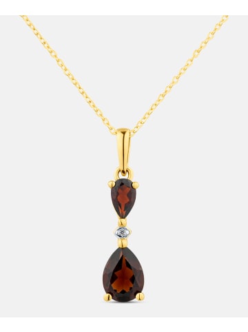Diamant L'éternel Kette mit Anhänger, mit Granat, 375 Gelbgold