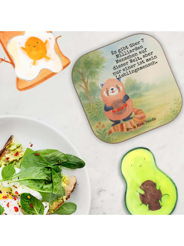 Mr. & Mrs. Panda Holzuntersetzer Roter Panda Design mit Spruch in Weiß