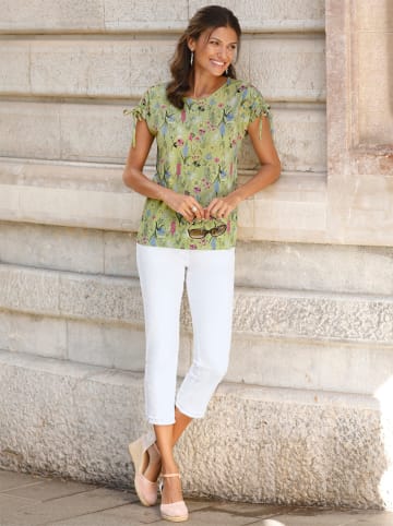 Sieh an! Kurzarmshirt in lindgrün-khaki-bedruckt