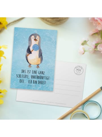 Mr. & Mrs. Panda Grußkarte Pinguin Lolli mit Spruch in Eisblau
