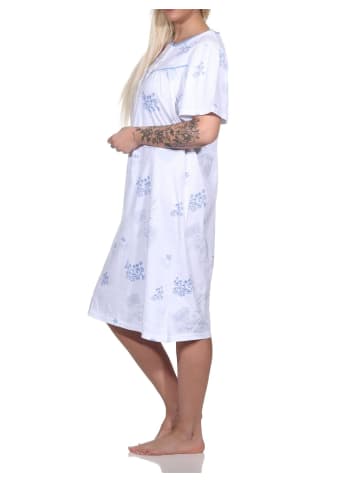 NORMANN Kurzarm Nachthemd Knopfleiste am Hals - 79243 in hellblau
