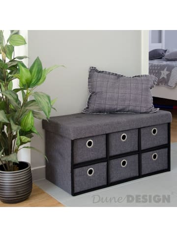 DuneDesign Faltbare Sitzbank mit Schubladen Skagen in Anthrazit