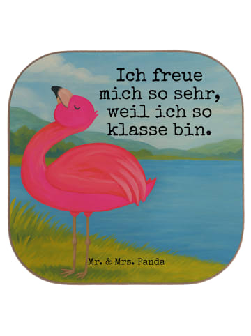 Mr. & Mrs. Panda gläseruntersetzer Flamingo Stolz Design mit Spruch in Weiß