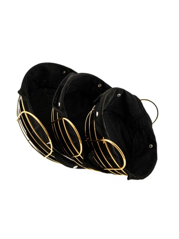 Zellerfeld 3-teiliges Brotkorb-Set in Gold Edelstahl mit Schwarzem Baumwolltuch in Schwarz