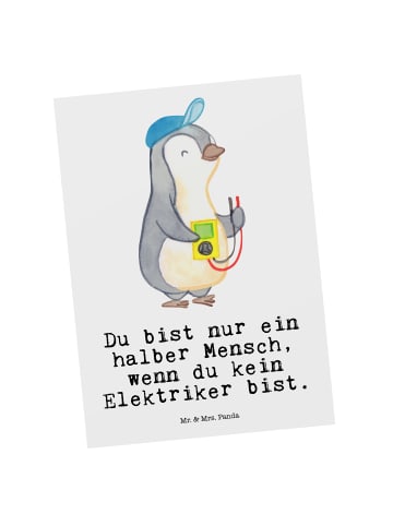 Mr. & Mrs. Panda Postkarte Elektriker Herz mit Spruch in Weiß