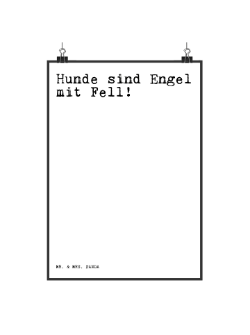 Mr. & Mrs. Panda Poster Hunde sind Engel mit... mit Spruch in Weiß