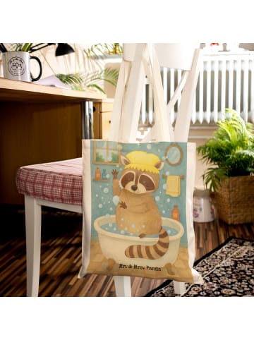 Mr. & Mrs. Panda Tote Bag Waschbär Design ohne Spruch in Weiß