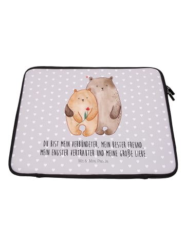 Mr. & Mrs. Panda Laptoptasche Bären Liebe mit Spruch in Grau Pastell