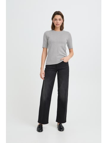 ICHI Strickpullover kurzarm IHLULS Regular fit in Light grey melange