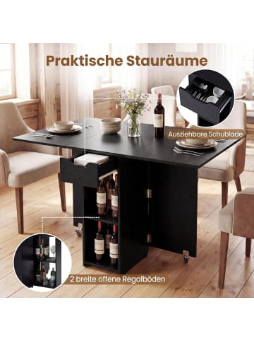 COSTWAY Esstisch klappbar 120 x 72 x 75 cm in Schwarz