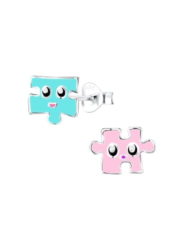 Alexander York Ohrringe, Ohrstecker PUZZLE rosa/türkis in 925 Sterling Silber, 2-tlg. in rose