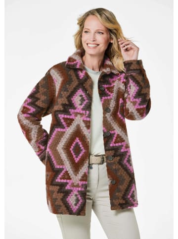 GOLDNER Hemdjacke in braun / pink / gemustert