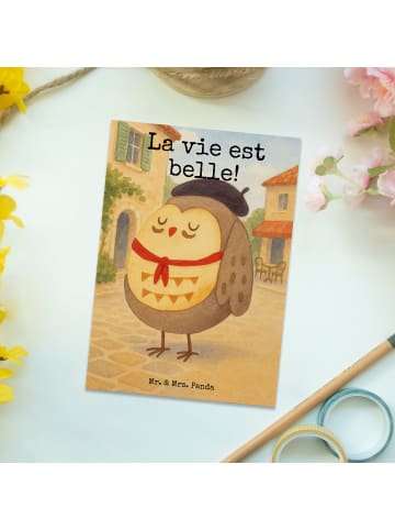 Mr. & Mrs. Panda Ansichtskarte Eule Frankreich Design mit Spruch in Weiß