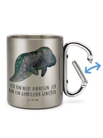 Mr. & Mrs. Panda Thermo Kaffeebecher Seekuh Chillen mit Spruch in Silber