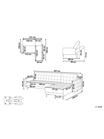 Beliani 2-tlg Schlafsofa ABERDEEN in Beige/Schwarz