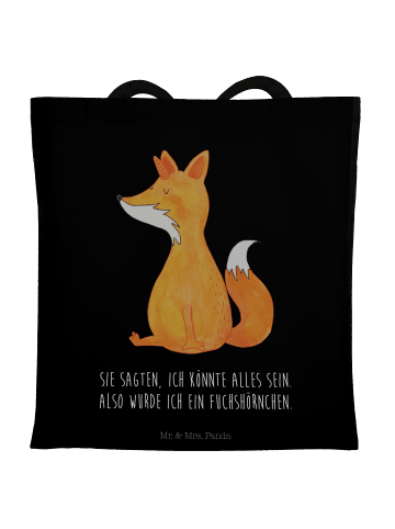 Mr. & Mrs. Panda Tote Bag Einhorn Fuchs mit Spruch in Schwarz