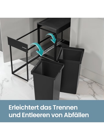 SONGMICS Mülleimer Petaja in Schwarz - (B)25.4 x (H)44 x (T)48.6 cm - 2 x 15 L