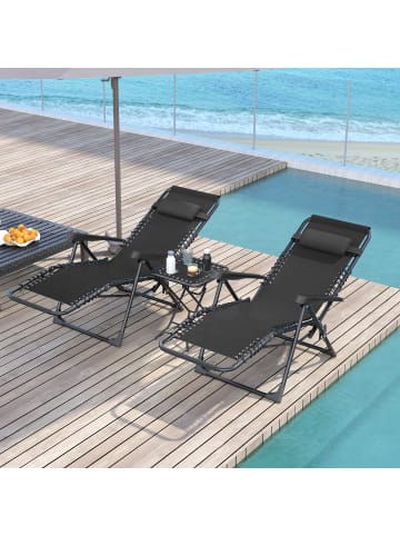 Outsunny Gartenliege Set in Schwarz 90L x 65B x 110H cm