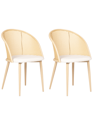 Beliani 2er-Set Esszimmerstuhl CORNELL in Heller Holzfarbton/Beige