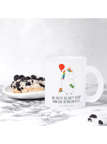 Mr. & Mrs. Panda Glas Einhorn Luftballon mit Spruch in Transparent