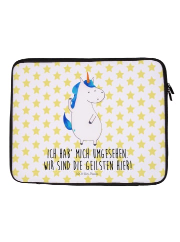 Mr. & Mrs. Panda Notebook Tasche Einhorn Mann mit Spruch in Weiß