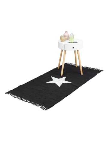 relaxdays Flickenteppich "Stern" in Schwarz - (B) 70 x (T)140 cm