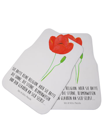 Mr. & Mrs. Panda Auto-Fußmatte Blume Mohnblume mit Spruch in Weiß