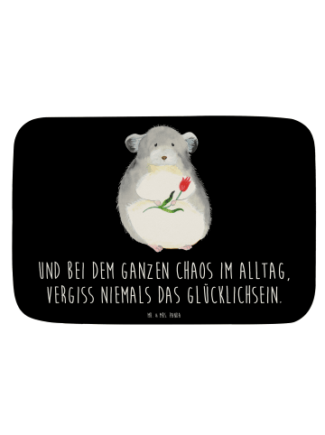 Mr. & Mrs. Panda Badteppich Chinchilla Blume mit Spruch in Schwarz