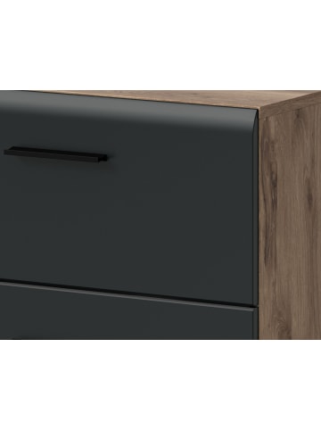 Inn.Furn Badmöbel-Set 2-teilig schwarz matt, Eiche, Badkombination 60 x 185 cm