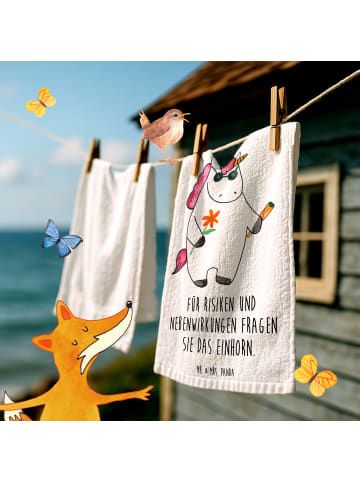 Mr. & Mrs. Panda Handtuch Einhorn Woodstock mit Spruch in Weiß