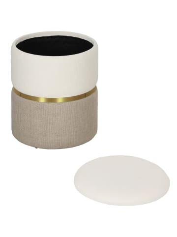 HOMCOM Sitzhocker in Cremeweiß 36L x 36B x 44H cm