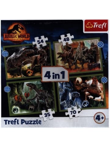 Trefl 4 in 1 Puzzle 35, 48, 54, 70 Teile Jurassic World (Kinderpuzzle)