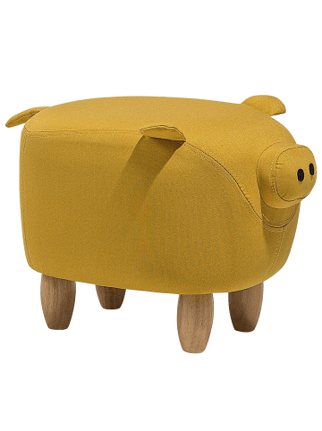 Beliani Tierhocker PIGGY in Gelb/Braun - (W) 50 x (H) 35 x (L) 32 cm