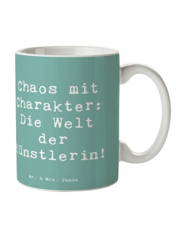 Mr. & Mrs. Panda Kaffeebecher Künstlerin Chaos mit Spruch in Meeresbrise