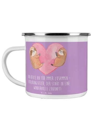 Mr. & Mrs. Panda becher emaille Verlobungsfeier ZuMenschmen mit Spruch in Lavendeltraum