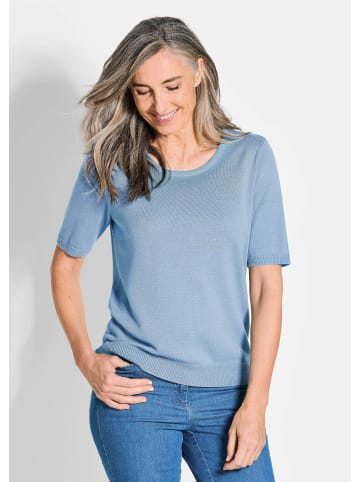 GOLDNER Kurzgröße:  Klassisches Merinowollshirt, Rundhals in türkis