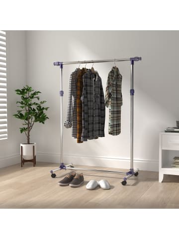 HOMCOM Garderobenständer-86L x45B x 95H cm-Silber