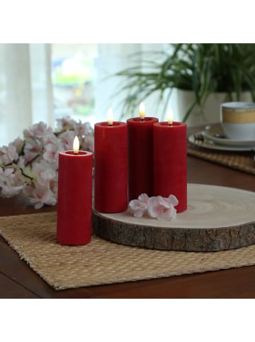 Adilina 4x LED Kerze LINA Echtwachs Rustik-Optik 5x12,5cm in rot
