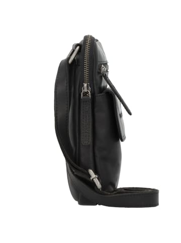 The Chesterfield Brand Wax Pull Up Umhängetasche Leder 16 cm in schwarz