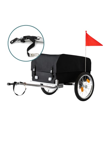 relaxdays Fahrradanhänger in Schwarz - (B)124 x (H)59 x (T)69 cm