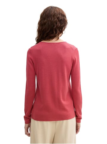 Tom Tailor Dünner Strickpullover Basic V-Ausschnitt Stretch Sweater in Rot