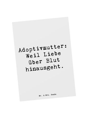 Mr. & Mrs. Panda Postkarte Adoptivmutter Liebe mit Spruch in Weiß