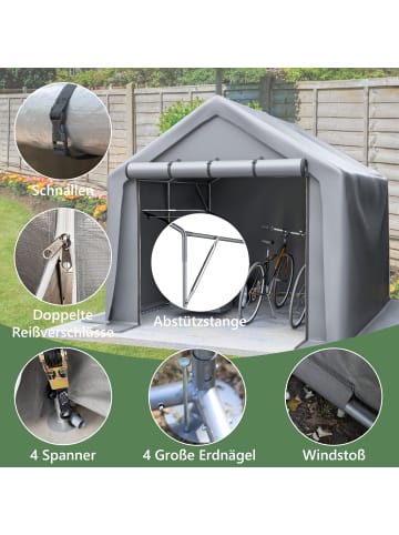 ABRIHOME Gerätehaus in Dunkelgrau 244x241x217 cm für Fahrrad Werkzeug Garten