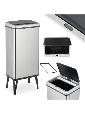 relaxdays Mülleimer mit Sensor in Silber - 50 Liter